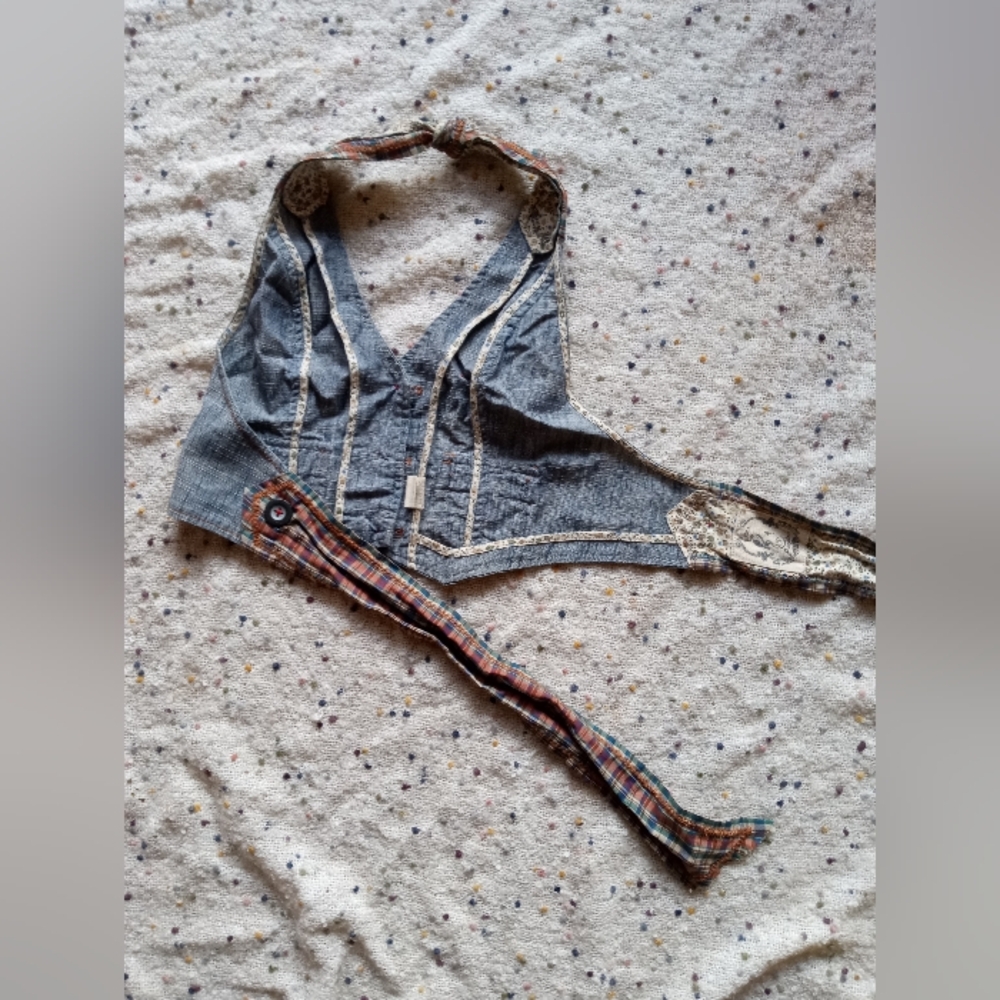 Free People Halter Neck Denim Vest Top - Picture 9 of 16